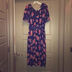 Navy Blue Floral Dress